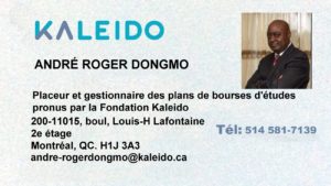 Carte professionnelle d'André Roger Dongmo, Fondation Kaleido