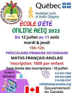 École d'été en ligne AEIQ 2022, Association des enseignants immigrants du Québec