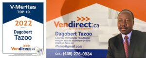 Carte professionnelle de Dagobert Tazoo, courtier immobilier résidentiel, Vendirect.ca